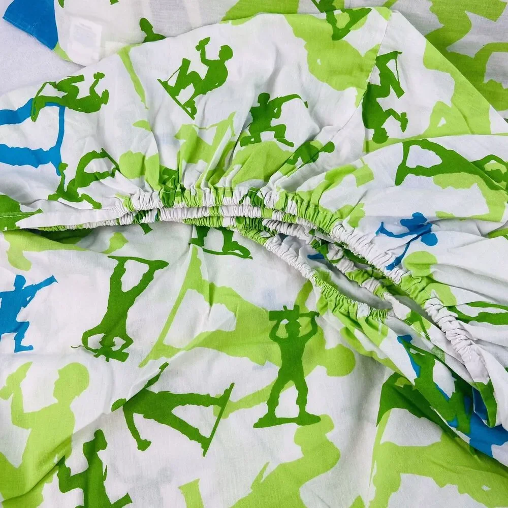 Vintage Disney Toy Story Army Soldiers Fitted Twin Sheet Pillowcase Woody Buzz